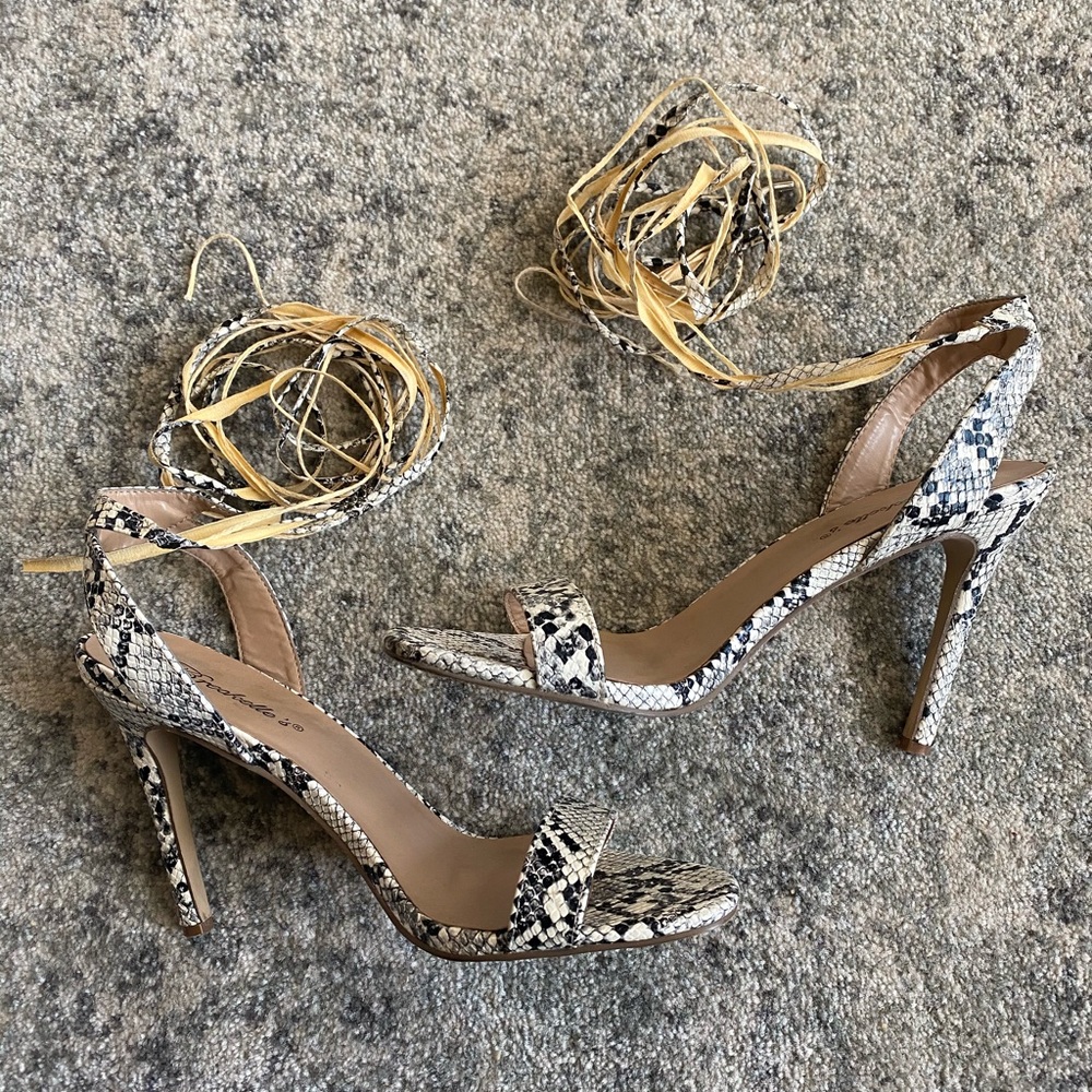 Snake Skin Heels | Ankle Wrap/Ties